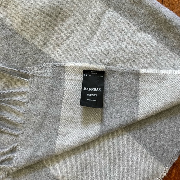 Express Gray Striped Fringed Scarf - Picture 2 of 4
